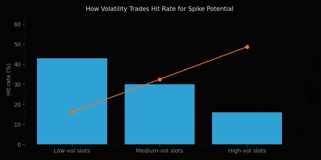 How slot volatility trades hit rate for spike potential at Wolf Winner