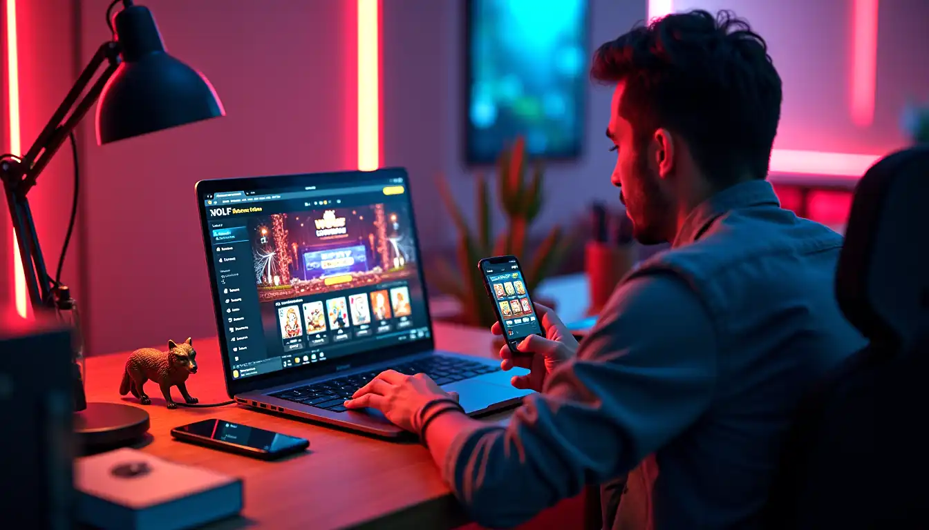 Wolf Winner Casino Australia homepage and trust signals on screen